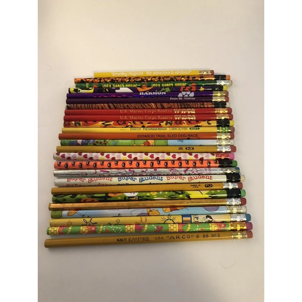 Mixed Vintage Novelty Pencils Lot 24ct Multicolor Excellent Dixon Empire Disney